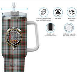 ScotsTee Shop Scottish MacBain Dress Clan Crest Tartan Tumbler with Handle 40oz Insulated Tumbler