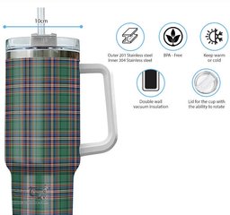 ScotsTee Shop Scottish MacFarlane Hunting Ancient Clan Tartan Tumbler with Handle 40oz Insulated Tumbler