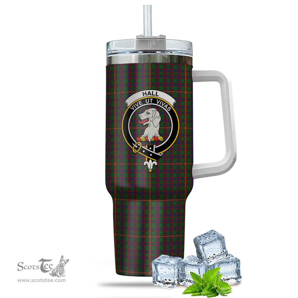 ScotsTee Shop Scottish Hall Clan Crest Tartan Tumbler with Handle 40oz Insulated Tumbler