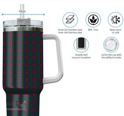 ScotsTee Shop Scottish Jardine Dress Clan Tartan Tumbler with Handle 40oz Insulated Tumbler