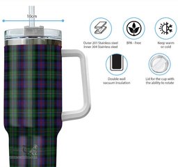 ScotsTee Shop Scottish MacCallum Clan Tartan Tumbler with Handle 40oz Insulated Tumbler