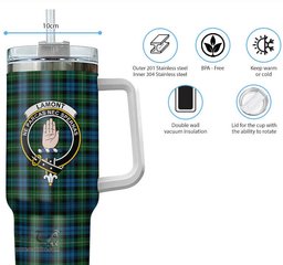 ScotsTee Shop Scottish Lamont Clan Crest Tartan Tumbler with Handle 40oz Insulated Tumbler