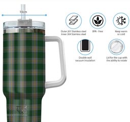ScotsTee Shop Scottish Ledford Clan Tartan Tumbler with Handle 40oz Insulated Tumbler