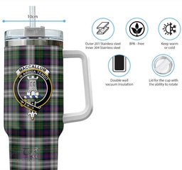 ScotsTee Shop Scottish MacCallum Dress Clan Crest Tartan Tumbler with Handle 40oz Insulated Tumbler