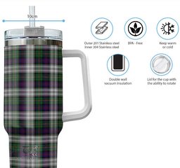 ScotsTee Shop Scottish MacCallum Dress Clan Tartan Tumbler with Handle 40oz Insulated Tumbler