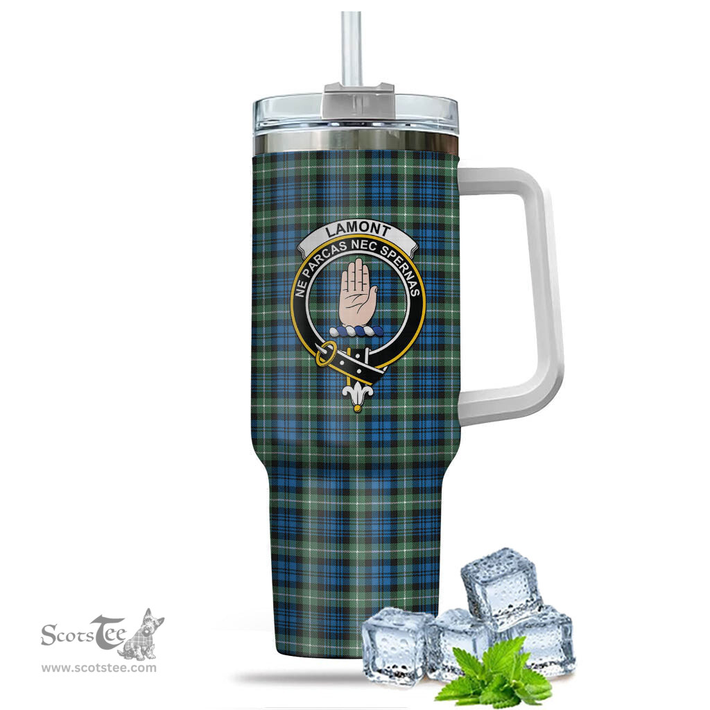 ScotsTee Shop Scottish Lamont Ancient Clan Crest Tartan Tumbler with Handle 40oz Insulated Tumbler