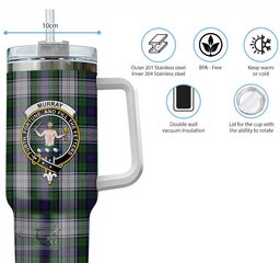 ScotsTee Shop Scottish Murray of Atholl Dress Clan Crest Tartan Tumbler with Handle 40oz Insulated Tumbler