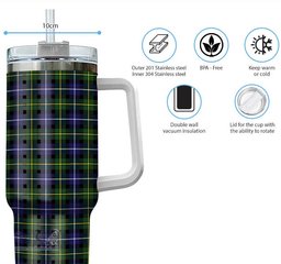 ScotsTee Shop Scottish MacNeil of Barra Modern Clan Tartan Tumbler with Handle 40oz Insulated Tumbler