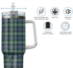 ScotsTee Shop Scottish MacKenzie Ancient Clan Tartan Tumbler with Handle 40oz Insulated Tumbler