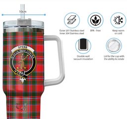 ScotsTee Shop Scottish Spens Modern Clan Crest Tartan Tumbler with Handle 40oz Insulated Tumbler