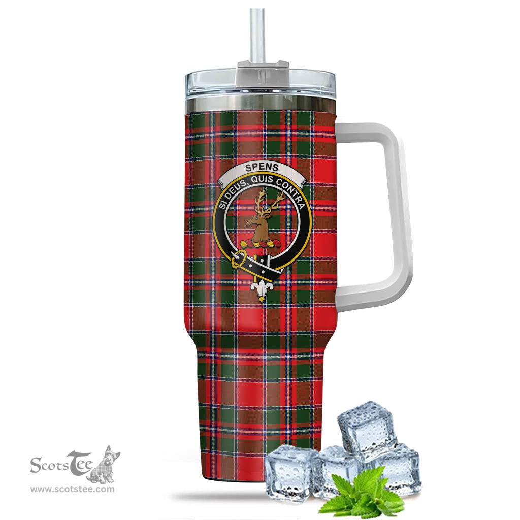 ScotsTee Shop Scottish Spens Modern Clan Crest Tartan Tumbler with Handle 40oz Insulated Tumbler
