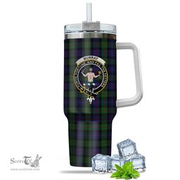 ScotsTee Shop Scottish Murray of Atholl Clan Crest Tartan Tumbler with Handle 40oz Insulated Tumbler