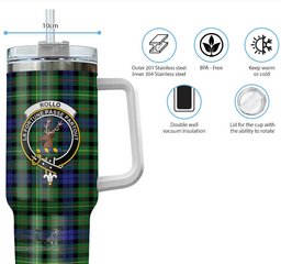 ScotsTee Shop Scottish Rollo Modern Clan Crest Tartan Tumbler with Handle 40oz Insulated Tumbler