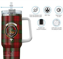 ScotsTee Shop Scottish Maxwell Clan Crest Tartan Tumbler with Handle 40oz Insulated Tumbler