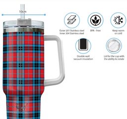 ScotsTee Shop Scottish MacTavish Modern Clan Tartan Tumbler with Handle 40oz Insulated Tumbler