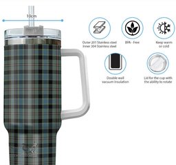 ScotsTee Shop Scottish Ogilvie (Ogilvy) Hunting Clan Tartan Tumbler with Handle 40oz Insulated Tumbler