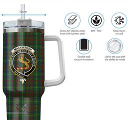 ScotsTee Shop Scottish MacKintosh Hunting Clan Crest Tartan Tumbler with Handle 40oz Insulated Tumbler