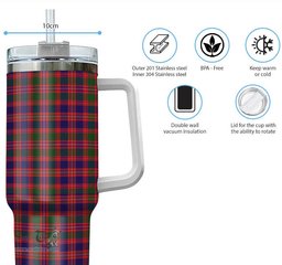 ScotsTee Shop Scottish MacIntyre Modern Clan Tartan Tumbler with Handle 40oz Insulated Tumbler