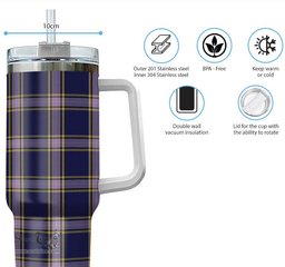 ScotsTee Shop Scottish Nunavut Territory Canada Clan Tartan Tumbler with Handle 40oz Insulated Tumbler