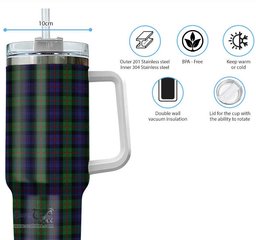ScotsTee Shop Scottish Murray of Atholl Clan Tartan Tumbler with Handle 40oz Insulated Tumbler