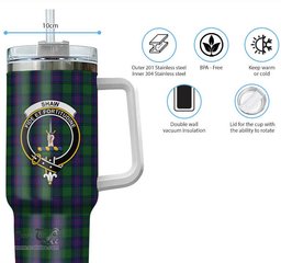 ScotsTee Shop Scottish Shaw Clan Crest Tartan Tumbler with Handle 40oz Insulated Tumbler