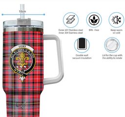 ScotsTee Shop Scottish Udny Clan Crest Tartan Tumbler with Handle 40oz Insulated Tumbler