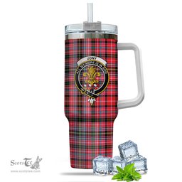 ScotsTee Shop Scottish Udny Clan Crest Tartan Tumbler with Handle 40oz Insulated Tumbler