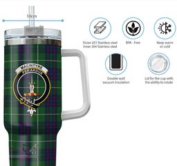 ScotsTee Shop Scottish MacIntyre Hunting Clan Crest Tartan Tumbler with Handle 40oz Insulated Tumbler