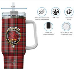 ScotsTee Shop Scottish Stuart of Bute Clan Crest Tartan Tumbler with Handle 40oz Insulated Tumbler