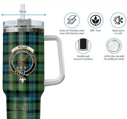 ScotsTee Shop Scottish Rollo Ancient Clan Crest Tartan Tumbler with Handle 40oz Insulated Tumbler