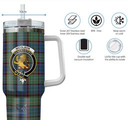 ScotsTee Shop Scottish Nicolson Hunting Ancient Clan Crest Tartan Tumbler with Handle 40oz Insulated Tumbler