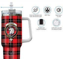 ScotsTee Shop Scottish Ramsay Modern Clan Crest Tartan Tumbler with Handle 40oz Insulated Tumbler