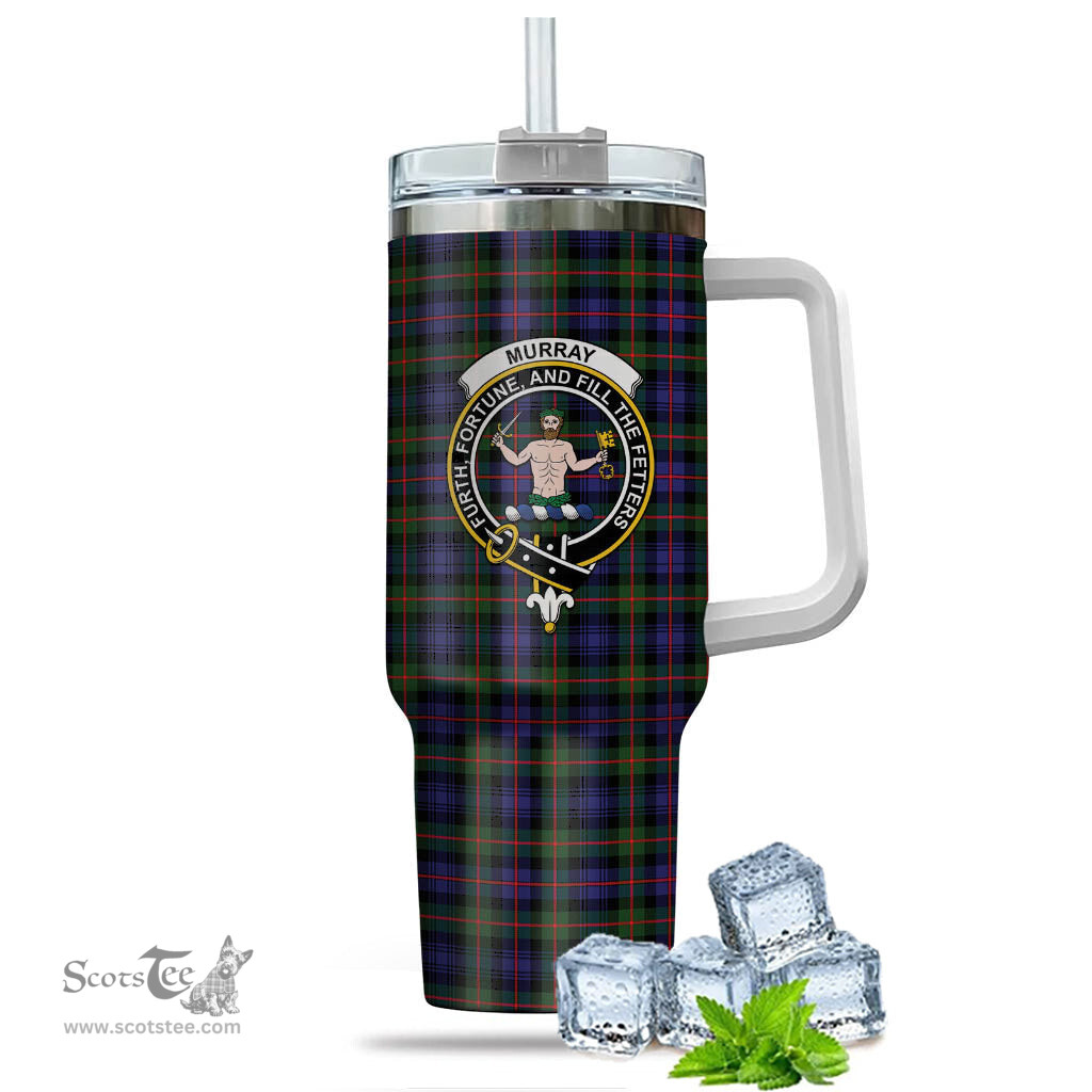 ScotsTee Shop Scottish Murray of Atholl Modern Clan Crest Tartan Tumbler with Handle 40oz Insulated Tumbler