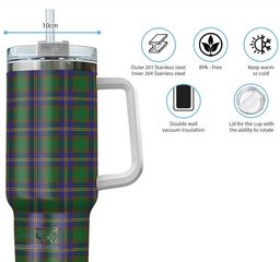 ScotsTee Shop Scottish Strange of Balkaskie Clan Tartan Tumbler with Handle 40oz Insulated Tumbler