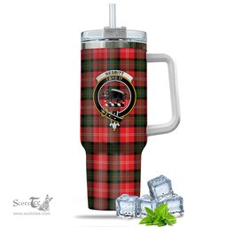 ScotsTee Shop Scottish Nesbitt Modern Clan Crest Tartan Tumbler with Handle 40oz Insulated Tumbler