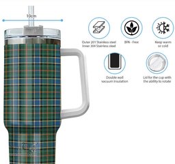 ScotsTee Shop Scottish Ogilvie (Ogilvy) Hunting Ancient Clan Tartan Tumbler with Handle 40oz Insulated Tumbler