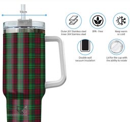 ScotsTee Shop Scottish Pope of Wales Clan Tartan Tumbler with Handle 40oz Insulated Tumbler