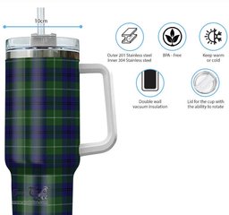ScotsTee Shop Scottish Oliphant Modern Clan Tartan Tumbler with Handle 40oz Insulated Tumbler