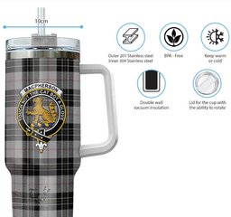 ScotsTee Shop Scottish MacPherson Dress Clan Crest Tartan Tumbler with Handle 40oz Insulated Tumbler