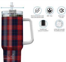 ScotsTee Shop Scottish McKnight Clan Tartan Tumbler with Handle 40oz Insulated Tumbler
