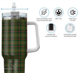 ScotsTee Shop Scottish Symington Clan Tartan Tumbler with Handle 40oz Insulated Tumbler