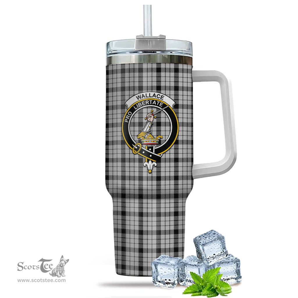 ScotsTee Shop Scottish Wallace Dress Clan Crest Tartan Tumbler with Handle 40oz Insulated Tumbler