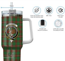 ScotsTee Shop Scottish MacKinnon Hunting Modern Clan Crest Tartan Tumbler with Handle 40oz Insulated Tumbler