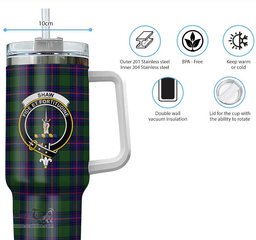 ScotsTee Shop Scottish Shaw Modern Clan Crest Tartan Tumbler with Handle 40oz Insulated Tumbler