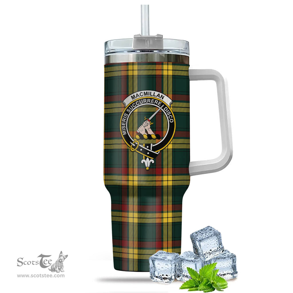 ScotsTee Shop Scottish MacMillan Old Modern Clan Crest Tartan Tumbler with Handle 40oz Insulated Tumbler