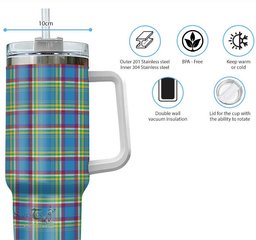 ScotsTee Shop Scottish Yukon Territory Canada Clan Tartan Tumbler with Handle 40oz Insulated Tumbler