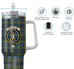 ScotsTee Shop Scottish MacLellan Ancient Clan Crest Tartan Tumbler with Handle 40oz Insulated Tumbler
