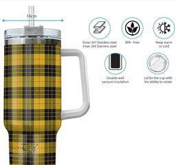 ScotsTee Shop Scottish MacLeod of Lewis Ancient Clan Tartan Tumbler with Handle 40oz Insulated Tumbler