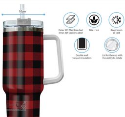 ScotsTee Shop Scottish Rob Roy Macgregor Clan Tartan Tumbler with Handle 40oz Insulated Tumbler