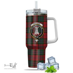 ScotsTee Shop Scottish MacLean Clan Crest Tartan Tumbler with Handle 40oz Insulated Tumbler